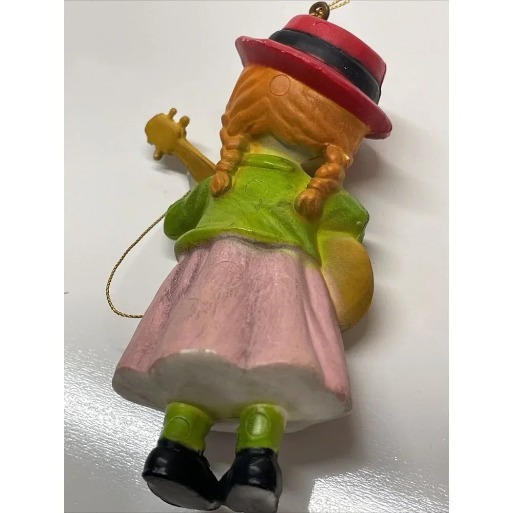 Bradford Boy and Girl Christmas Ornaments playing string instruments Vintage Box
